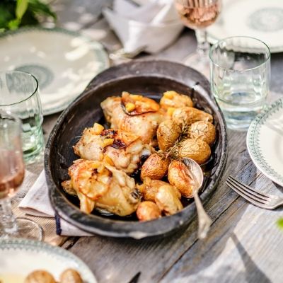 Poulet mariné et rôti au citron
