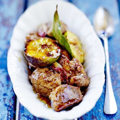Filet mignon caramélisé et figues rôties